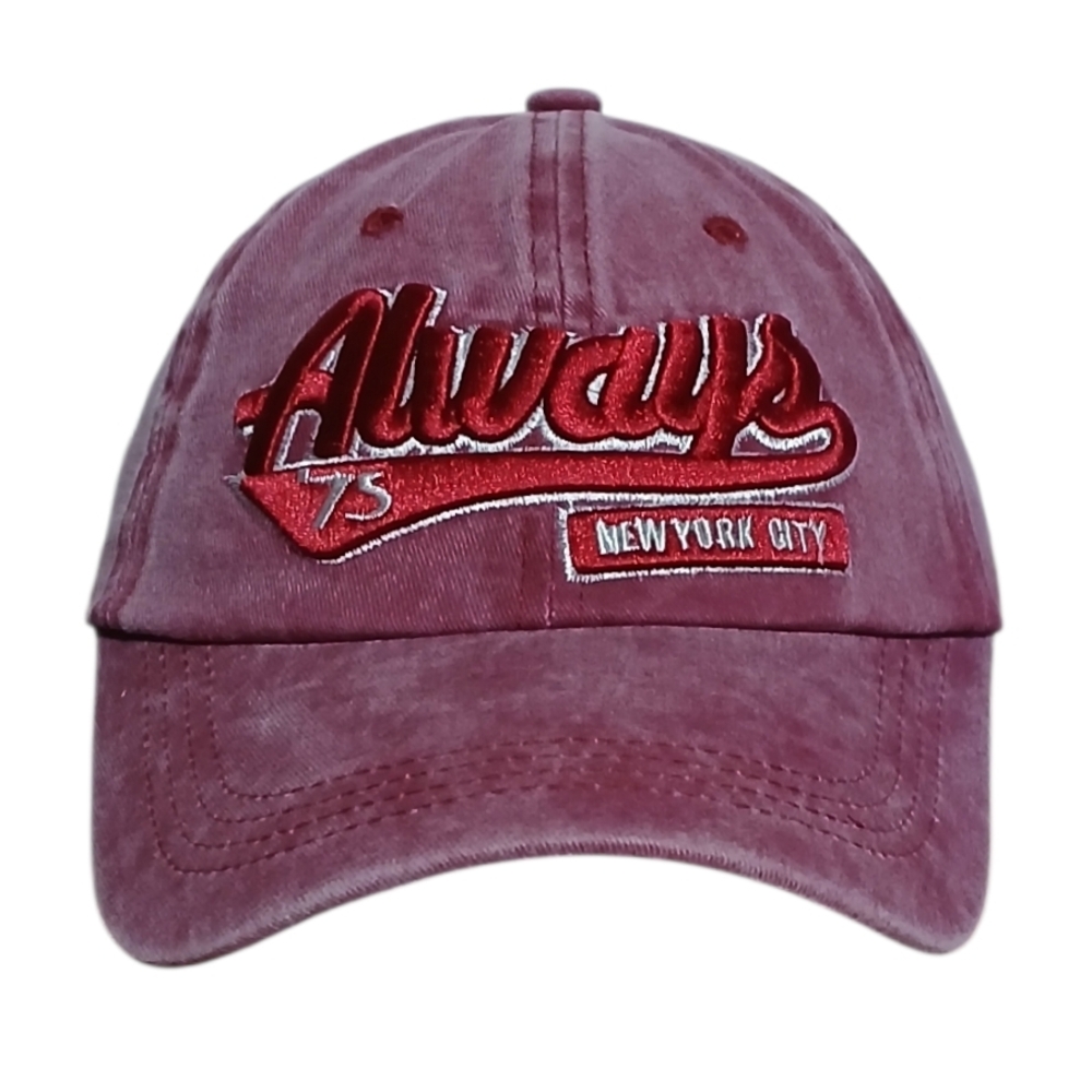 Always 75 NYC embroidered distressed Strapback baseball cap Red